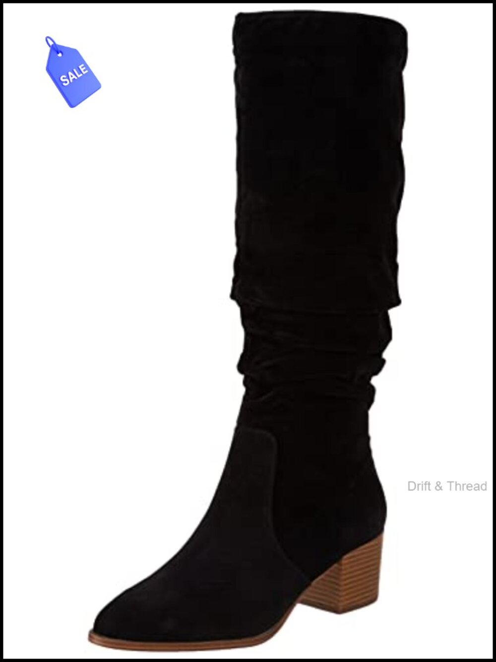 Women's Tall Block Heel Boots Faux Suede Knee-High Memory Foam